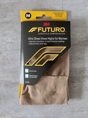 Futuro Ultra Sheer Compression Knee Highs - Medium - Beige